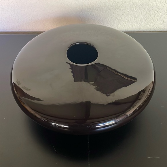 Royal Haeger vintage black glass saucer vase - Picture 2 of 5